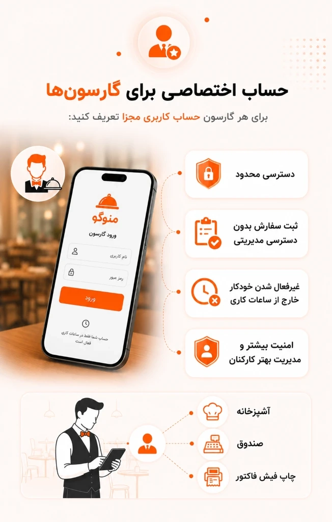 تصویر ویژگی حساب اختصاصی برای گارسون‌ها